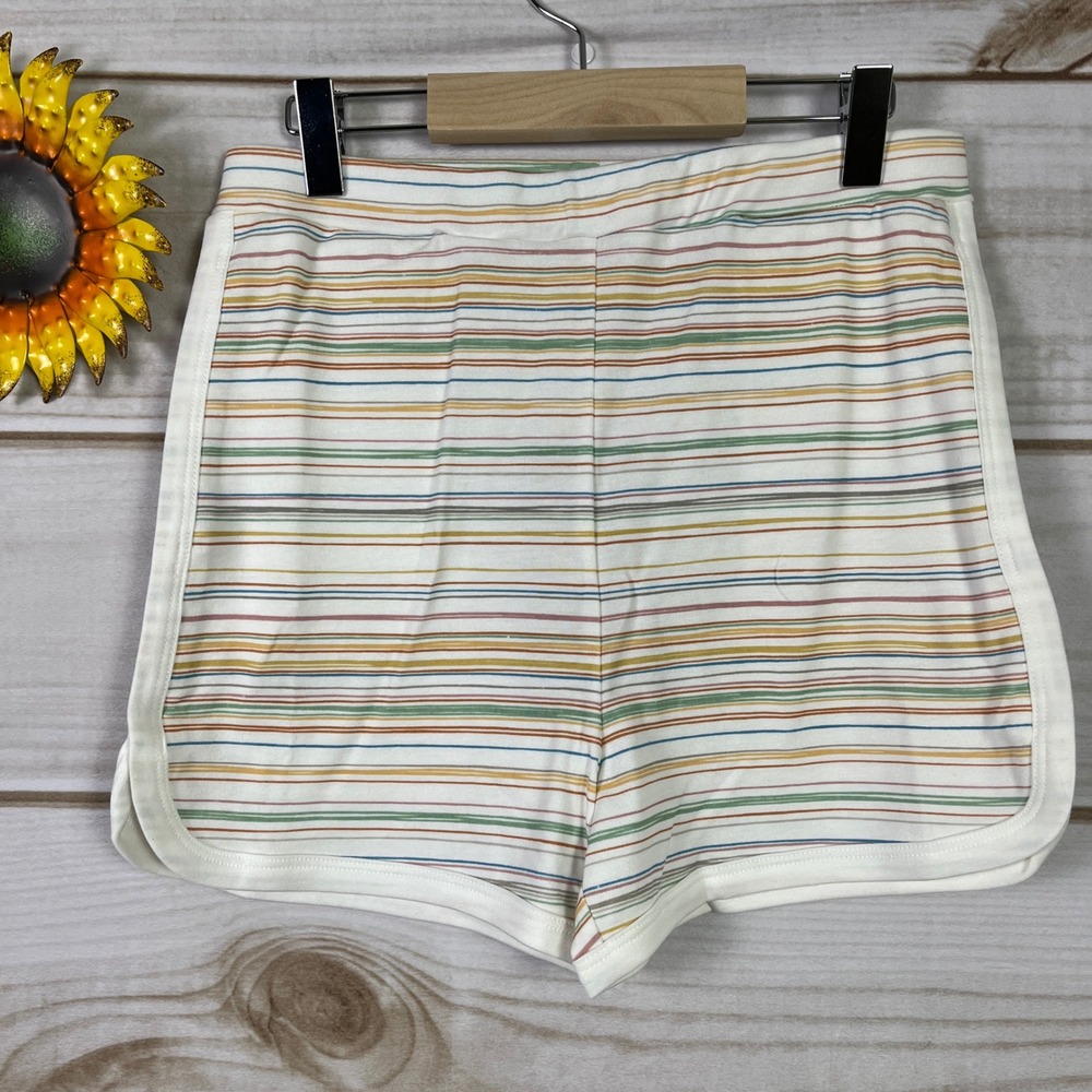 Goumi Kids Big Kid Striped Dolphin Lounge Shorts Cream Multi 10-12Y NWT